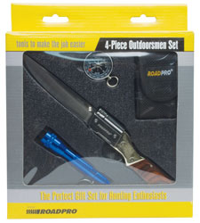 4-Piece Hunting/Outdoorsmen Knife, Compass & Flashlight Set